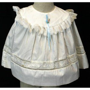 Vtg 80s CI Castro & Co White Shift Dress Sleeveless Girls 24M Floral Ruffle Trim